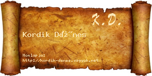 Kordik Dénes névjegykártya