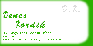 denes kordik business card