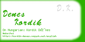 denes kordik business card